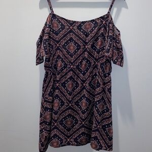 H&M Divided Pattern Cold Shoulder Mini Dress